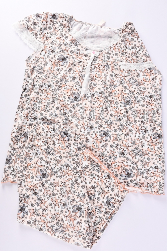 Піжама жіноча (кол. білий/персиковий) трикотажна Розмір в наявності : 52 арт.N309-4
