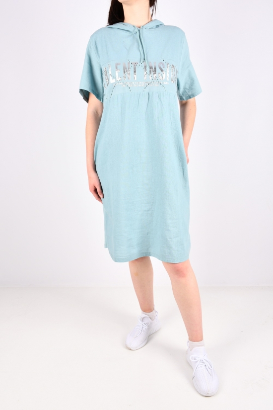 Платье женское цв.мяты (ткань трикотаж/лен) "QIANZHIDU" Размер в наличии : 46 арт.E235303