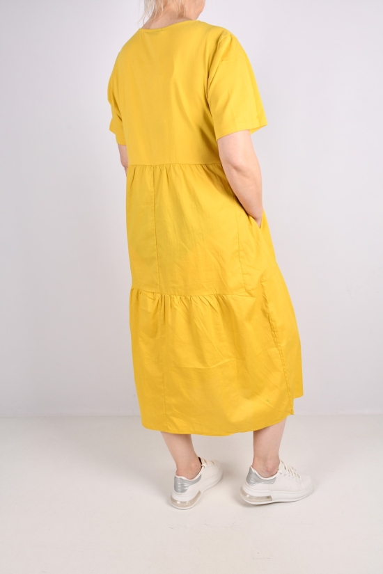 Платье женское трикотажное (цв.горчичный) "QIANZHIDU" Размер в наличии : 54 арт.CL31553050