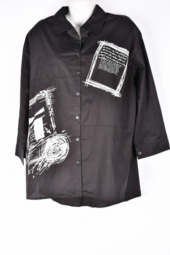Рубашка женская (цв.черный) котоновая Размеры в наличии : 50, 52, 54, 56, 58 арт.CC10251344