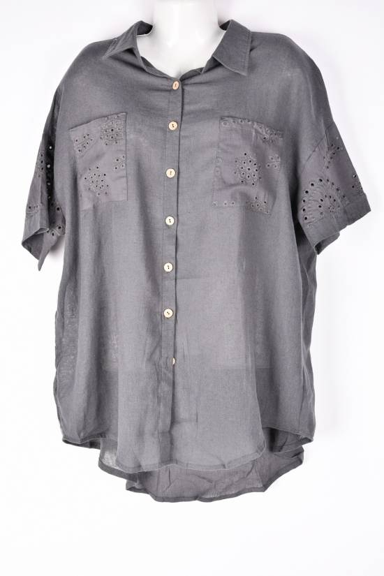 Рубашка женская (цв.графитовый) ткань лен Размеры в наличии : 50, 52, 54, 56, 58 арт.DC35053564