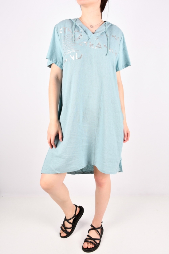 Платье женское (цв.голубой)(ткань трикотаж/лен) "QIANZHIDU" Размеры в наличии : 40, 42, 44, 46 арт.E235383