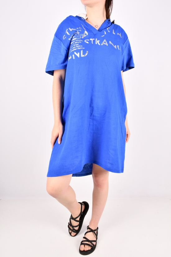 Платье женское (цв.синий)(ткань трикотаж/лен) "QIANZHIDU" Размеры в наличии : 40, 42, 44, 46 арт.E235383