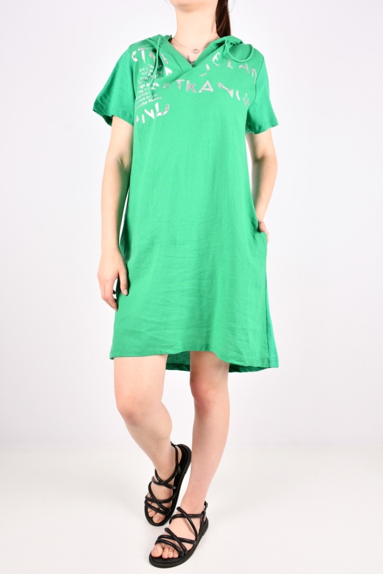 Сукня жіноча (кол. зелений)(тканина трикотаж/льон) "QIANZHIDU" Розміри в наявності : 40, 42, 44, 46 арт.E235383