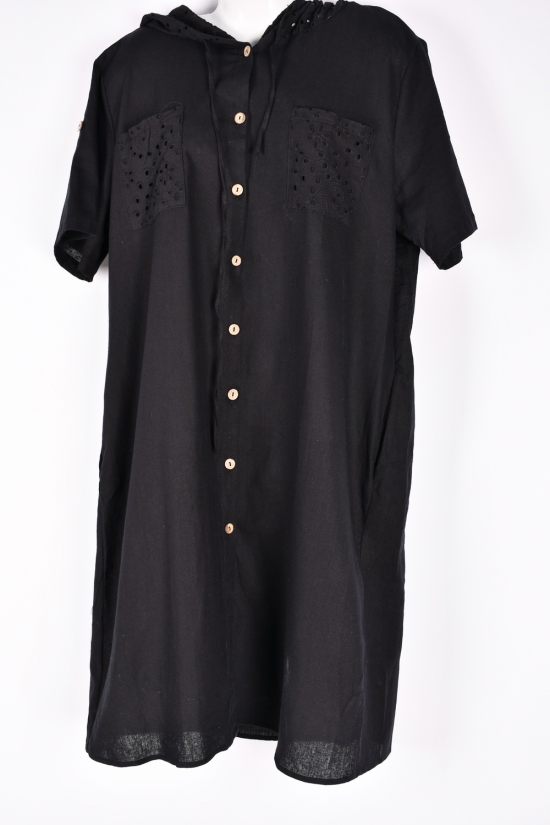 Платье женское (цв.черный)(ткань лен) "QIANZHIDU" Размеры в наличии : 50, 52, 54, 56 арт.DL35153545