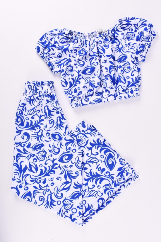 Костюм для девочки (цв.белый/синий) трикотажный Рост в наличии : 134, 140, 146, 152 арт.769