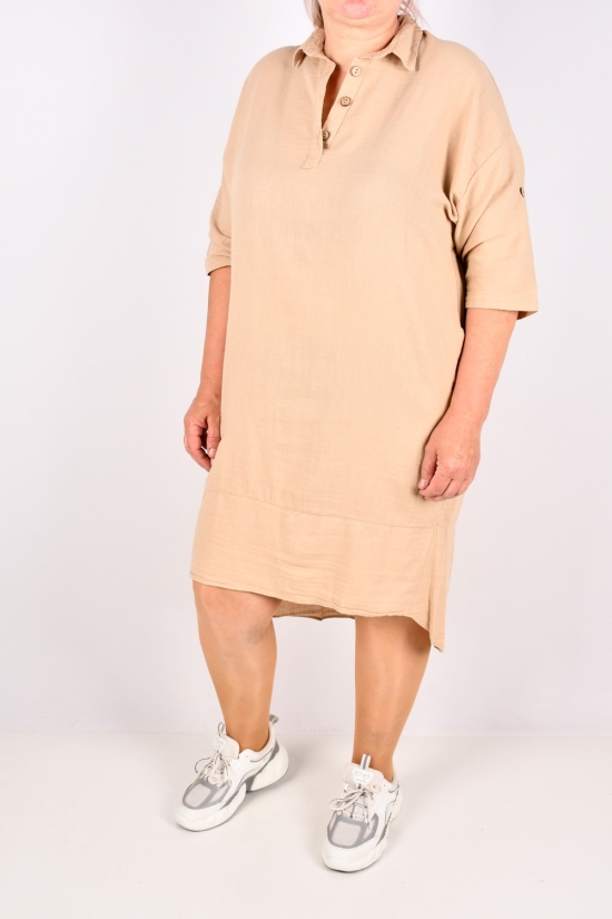 Сукня жіноча (кол. латте) з додаванням льону "SWANSEA" Розміри в наявності : 50, 52, 54, 56 арт.1034