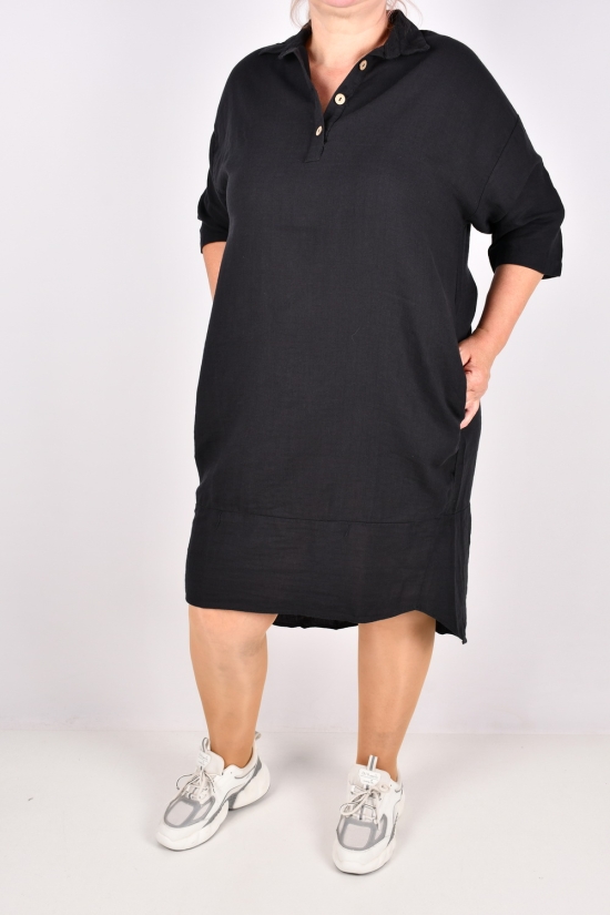 Сукня жіноча (кол. чорний) з додаванням льону "SWANSEA" Розміри в наявності : 50, 52, 54, 56 арт.1034