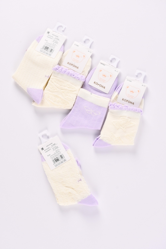 Носки для девочки от 9-11лет(90% хлопок,5%лайкра,5%спандекс) "Корона" арт.CY390-3