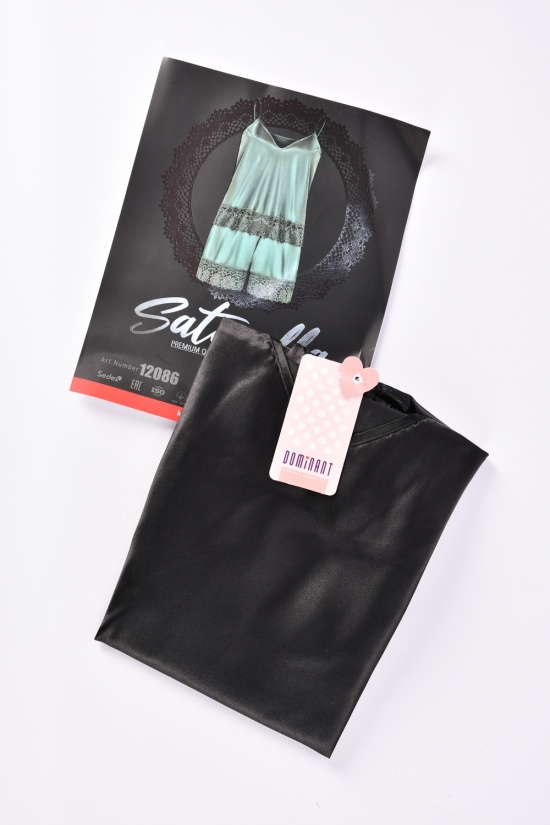 Комплект атласный (color Black) майка тонкая бретель+шорты "DEEP Sleep" размер 42-44 арт.12086