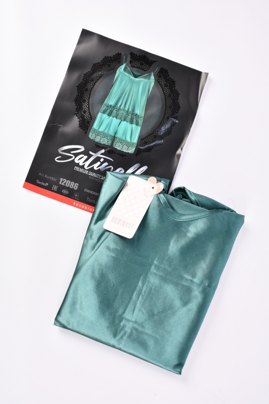 Комплект атласний (color Emerald) майка тонка бретель шорти "DEEP Sleep" розмір 42-44 арт.12086