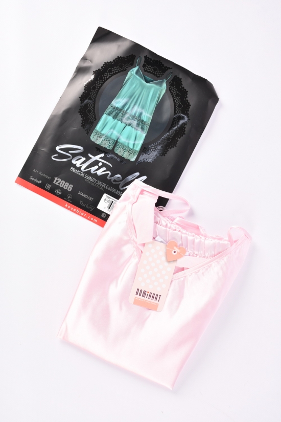 Комплект атласний (color Pink) майка тонка бретель шорти "DEEP Sleep" розмір 42-44 арт.12086