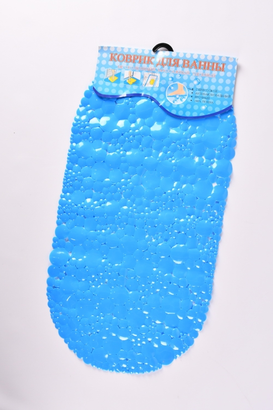 Коврик в ванную(цв.синий) силиконовый на присосках размер 65/34см арт.MF1605