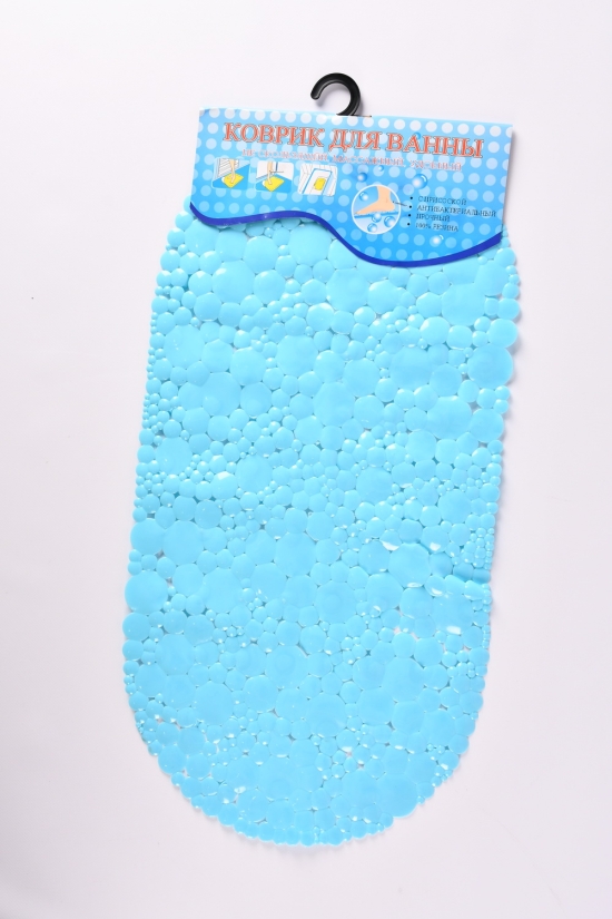 Коврик в ванную(цв.голубой) силиконовый на присосках размер 65/34см арт.MF1605