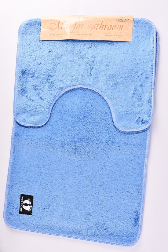 Коврик в ванную 2-ка (цв.голубой) "травка" размер 80/50 см "MONFINO" арт.MF5213/1/1