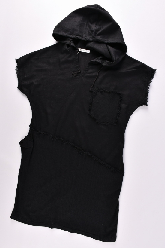 Платье женское (цв.черный)(ткань трикотаж/лен) "QIANZHIDU" Размер в наличии : 46 арт.EL39552582